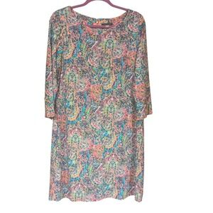 Tommy Hilfiger Paisley Print 3/4 Sleeve Shift Dress Size 14